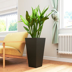 Outsunny 23 Inch Tall Planters for Outdoor Plants, Set of 2 Plastic Flower Pots, for Front Door Patio Garden Use, Black