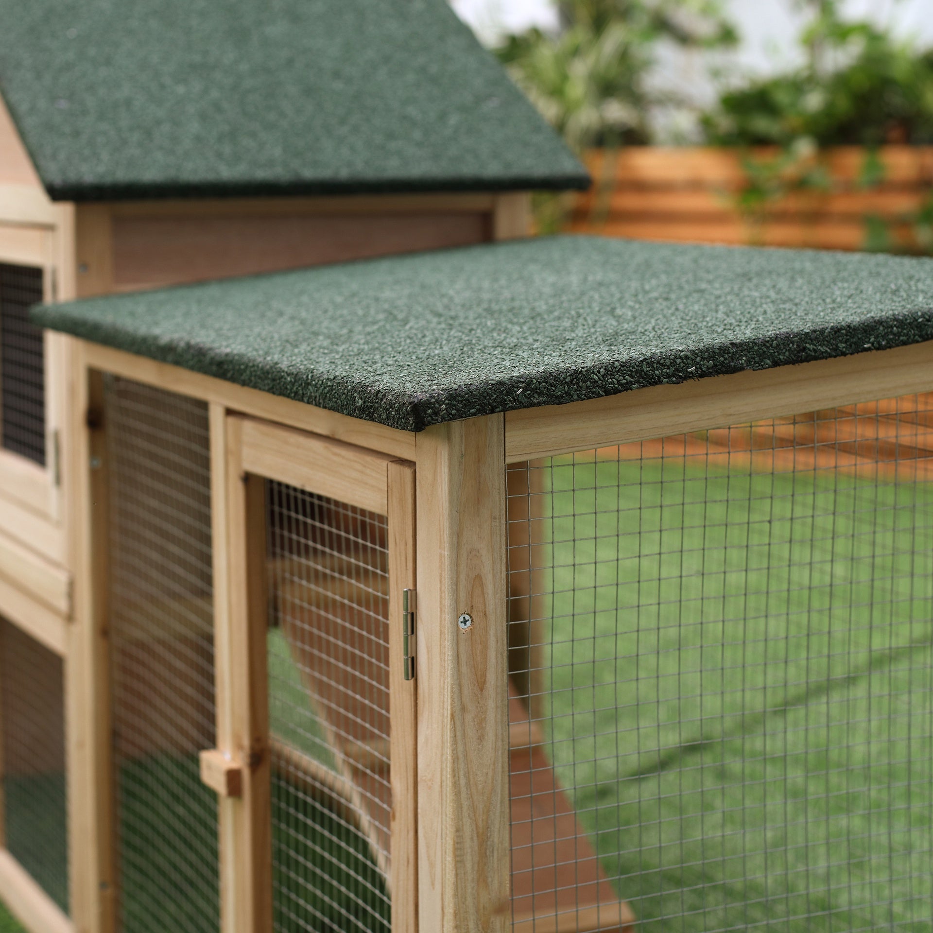 PawHut Rabbit Cage Outdoor, Rabbit House 83" 2 Story Deluxe XL Wooden Rabbit Hutch Big Bunny Cage w/ Ladder and Run