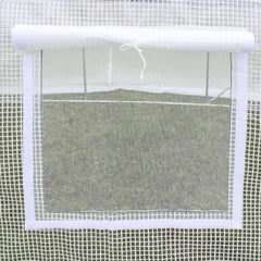 Outsunny 9.8' x 6.6' x 6.6' Plastic Greenhouse Cover Replacement, Heavy Duty Waterproof Tarp for Hoop House, Sheeting with 6 Windows, Door & Reinforcement Grid, White