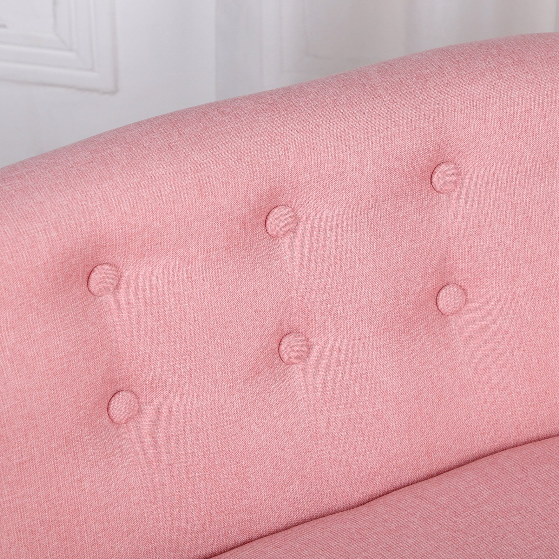 Qaba 2-Seat Kids Sofa, Toddler Sofa Couch, Linen-Like Fabric & Wood Frame Sofa Chair for Ages 3-7, 11" High Seat, Pink