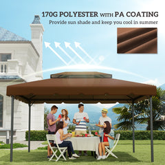 Outsunny Model 84C-101 or 84C-144 13' x 10' Gazebo Replacement Canopy, Gazebo Top with Double Vented Roof (TOP ONLY), Coffee