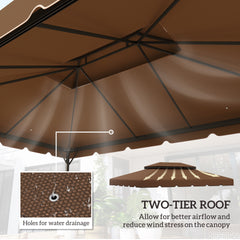 Outsunny Model 84C-101 or 84C-144 13' x 10' Gazebo Replacement Canopy, Gazebo Top with Double Vented Roof (TOP ONLY), Coffee