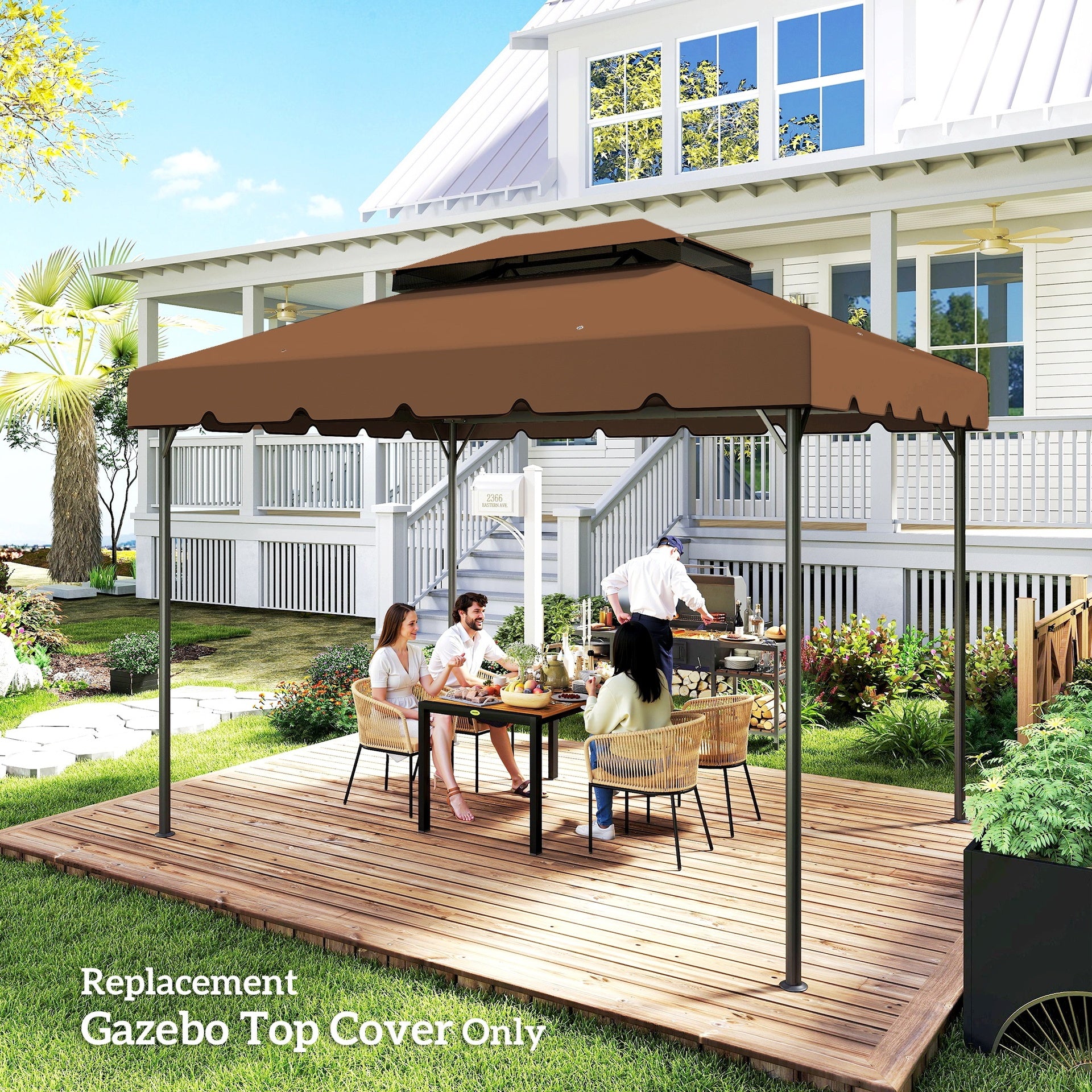 Outsunny Model 84C-101 or 84C-144 13' x 10' Gazebo Replacement Canopy, Gazebo Top with Double Vented Roof (TOP ONLY), Coffee