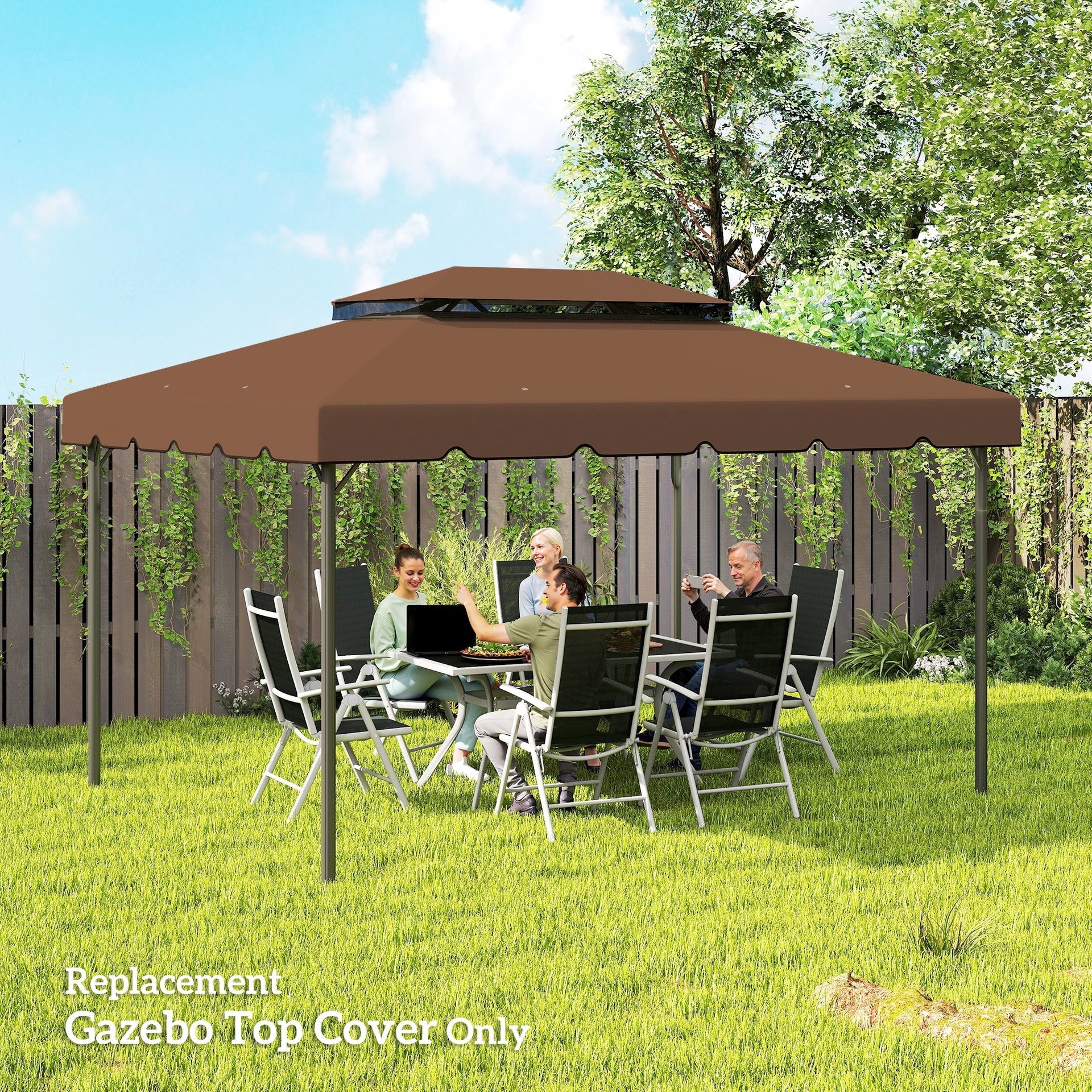 Outsunny Model 84C-101 or 84C-144 13' x 10' Gazebo Replacement Canopy, Gazebo Top with Double Vented Roof (TOP ONLY), Coffee
