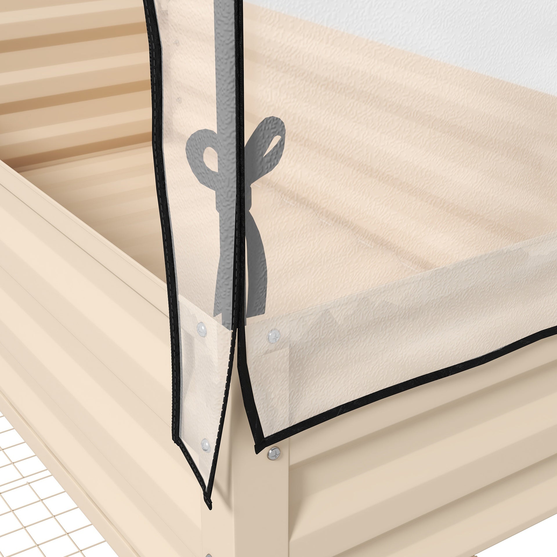 Outsunny Raised Garden Bed with Legs and Cover, Metal Elevated Planter Box with Bottom Shelf and Liner for Vegetables, Cream