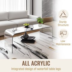 HOMCOM Acrylic Coffee Table 39" Long Rectangle Tea Table for Living Room Clear