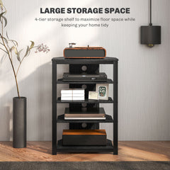 HOMCOM TV Stand, Entertainment Center with Storage Shelves and Steel Frame for Living Room, Black