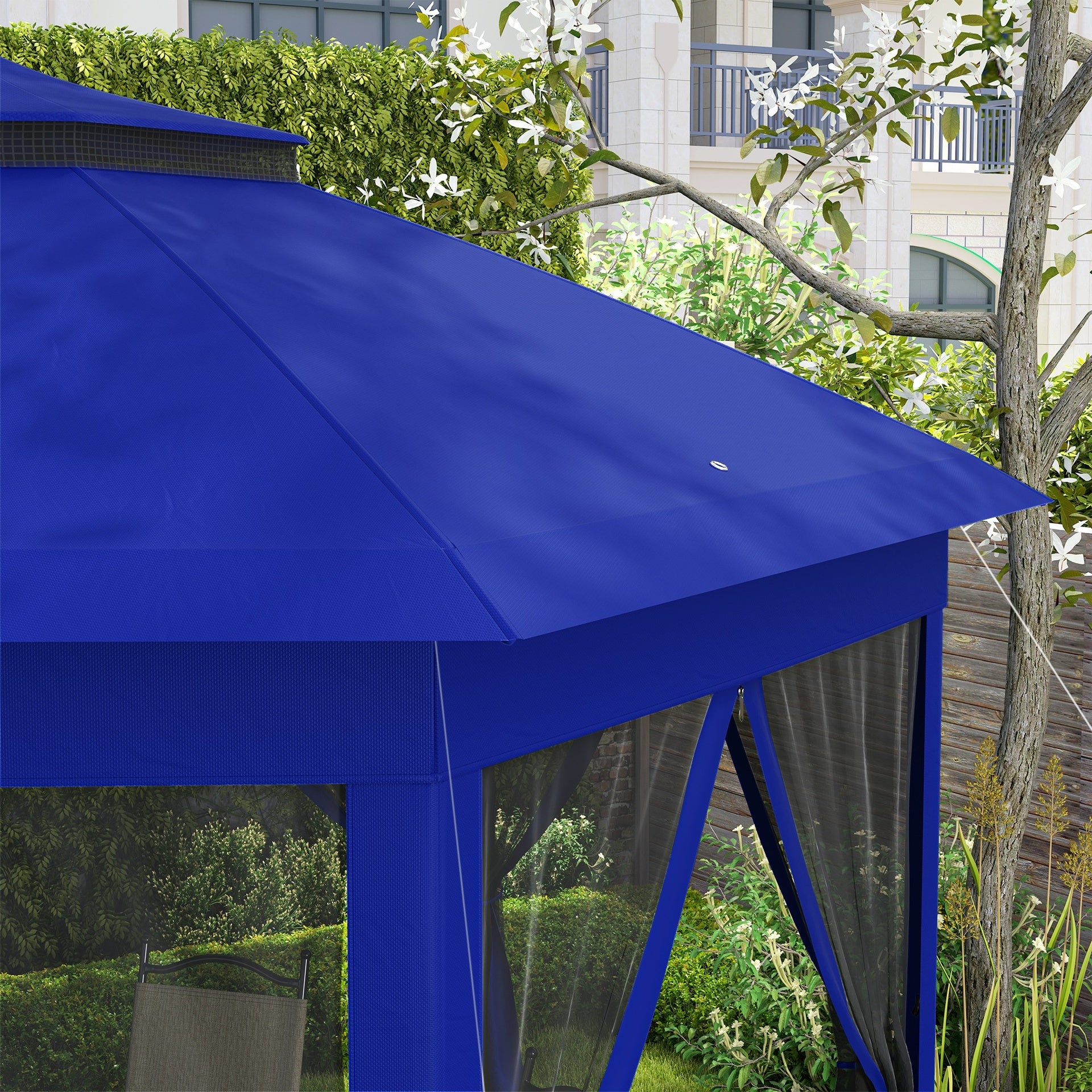 Outsunny 13' x 13' Pop Up Gazebo Hexagonal Canopy Shelter with 6 Zippered Mesh Netting for Patio Backyard Garden Wedding Party