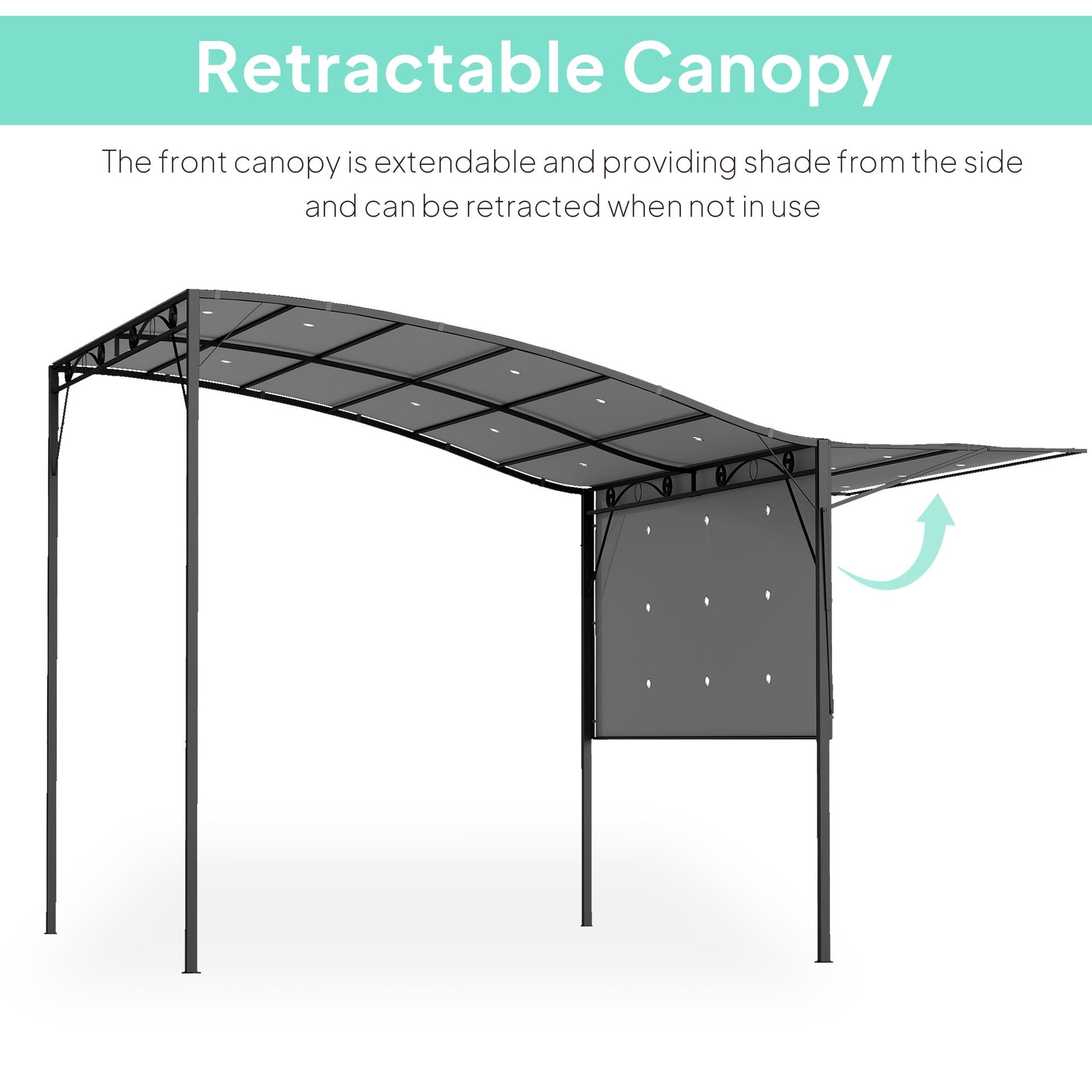 Outsunny 10' x 8' Outdoor Pergola and Patio Gazebo for Garden, Camper, Deck, Doors and Windows, Dark Gray