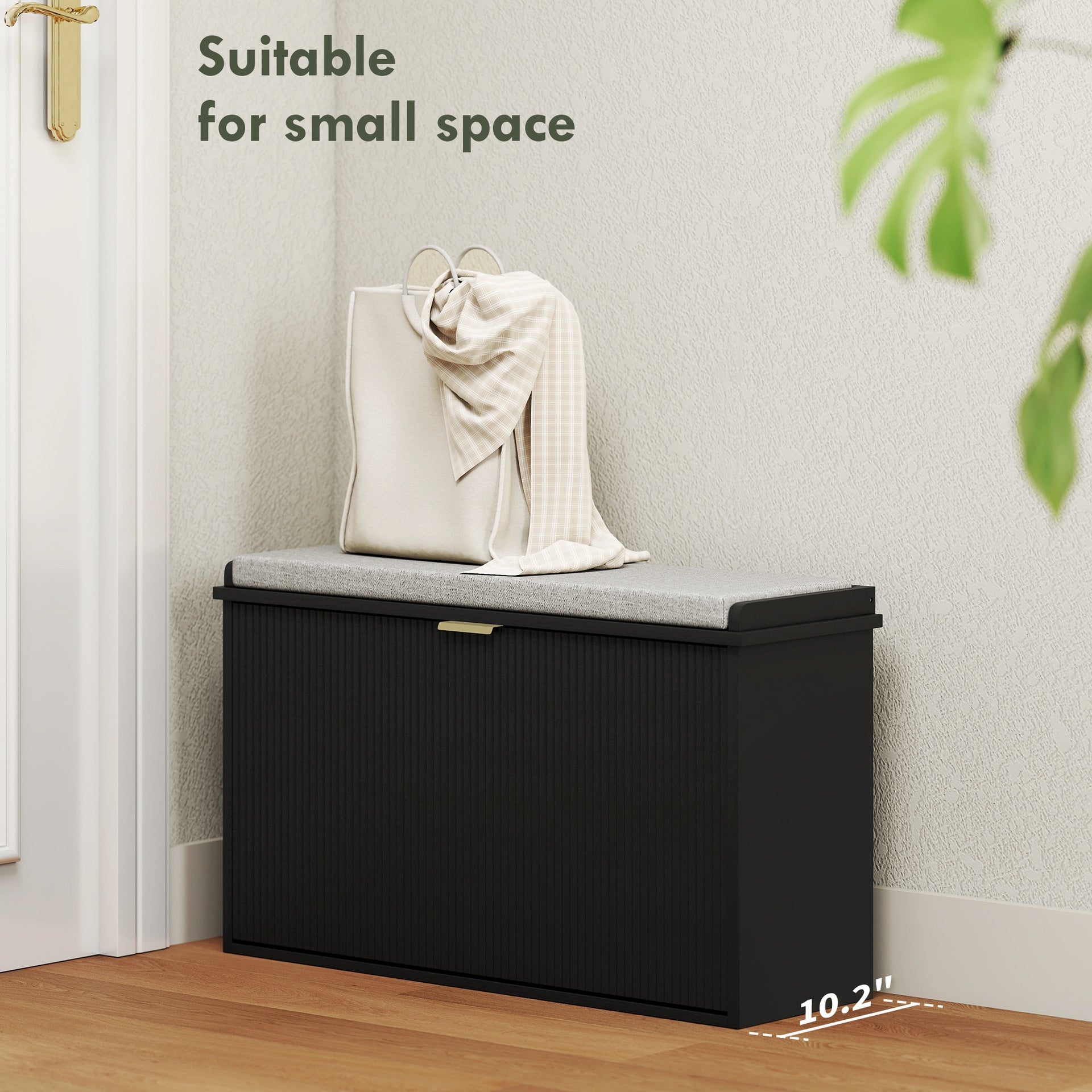 HOMCOM Shoe Storage Bench with Padded Seat Cushion and Flip-Drawer, Entryway Bench, Shoe Cabinet, 31.5x10.2x18.7 Inches, Black