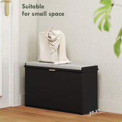 HOMCOM Shoe Storage Bench with Padded Seat Cushion and Flip-Drawer, Entryway Bench, Shoe Cabinet, 31.5x10.2x18.7 Inches, Black