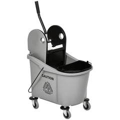 HOMCOM 9.5 Gallon (38 Quart) Mop Bucket with Wringer Cleaning Cart, 4 Moving Wheels, Mop-Handle Holder & 2 Separate Buckets, Gray