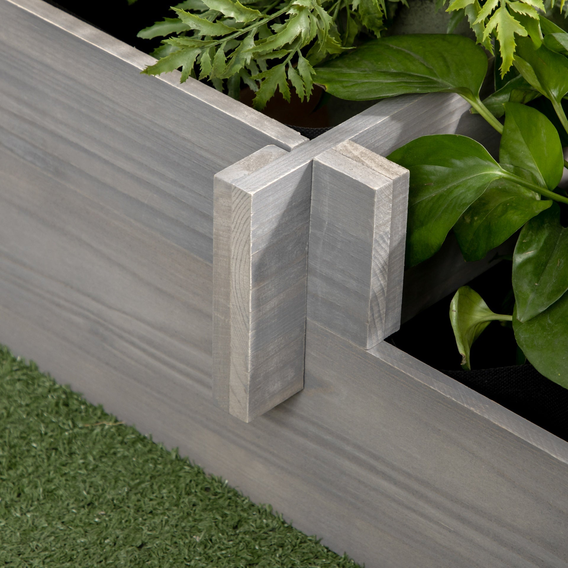 Outsunny 3 Tier Raised Garden Bed, Water Draining Fabric for Soil, Elevated Wood Flower Box for Vegetables, Herbs, Gray