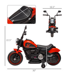 Aosom 6V Kids Motorcycle w/ Training Wheels, Single-Button Start, Red