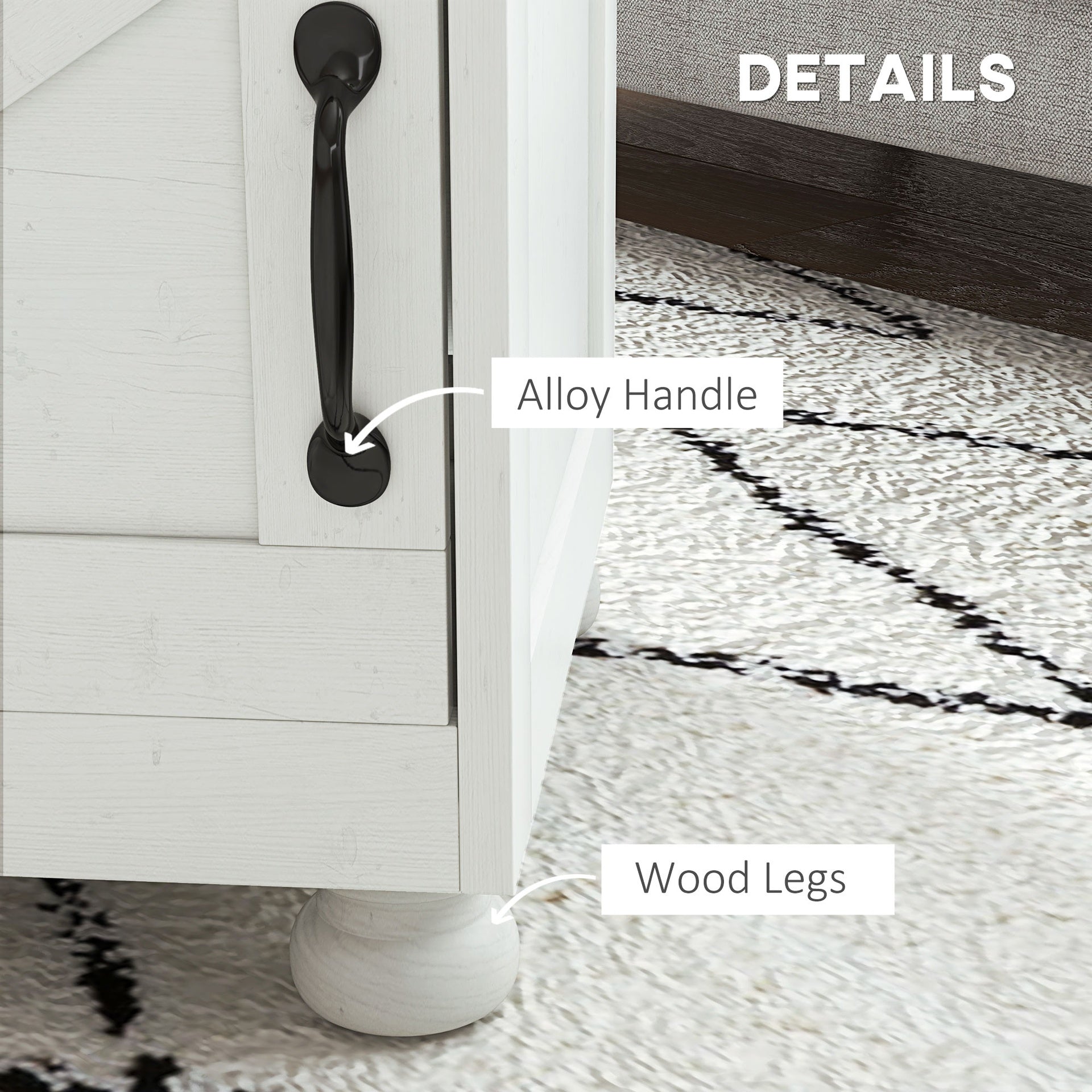 HOMCOM Side Table with Storage, End Table with Open Shelf, Cupboard and Wood Legs, Modern and Farmhouse Style, White