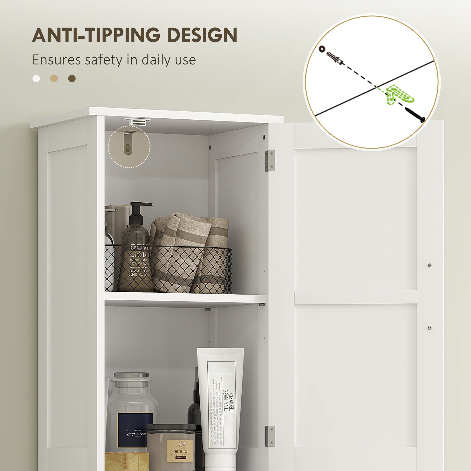 HOMCOM Farmhouse Linen Closet with Drawer, 67" Tall Bathroom Storage Cabinet with Barn Doors and Adjustable Shelves, White