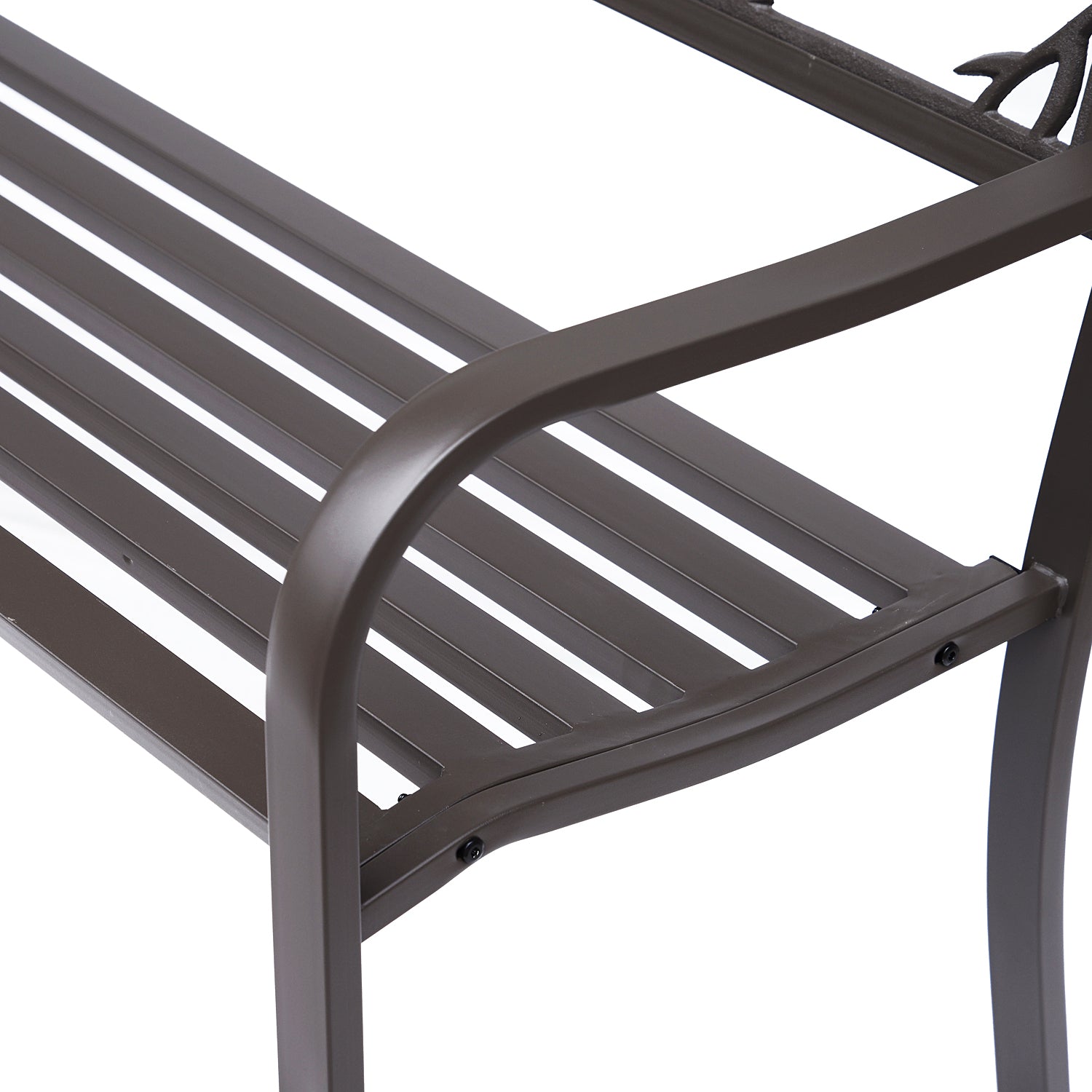 Outsunny 50" Vintage Bird Pattern Garden Cast Iron Patio Bench - Brown