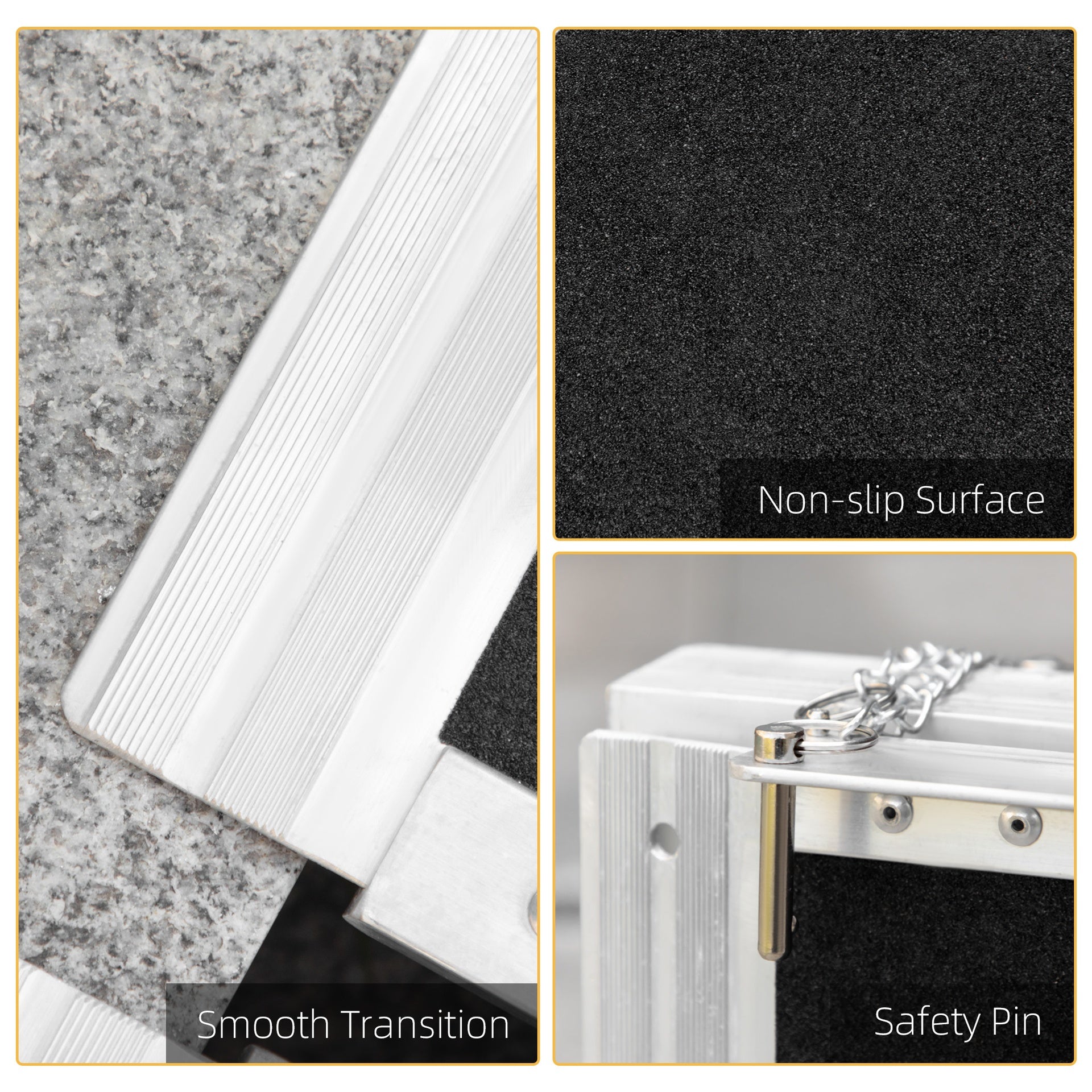 HOMCOM 8' Skidproof Portable Wheelchair Ramp for Home, Steps, Doorways, Carpeted Foldable Handicap Ramp, Threshold Ramp