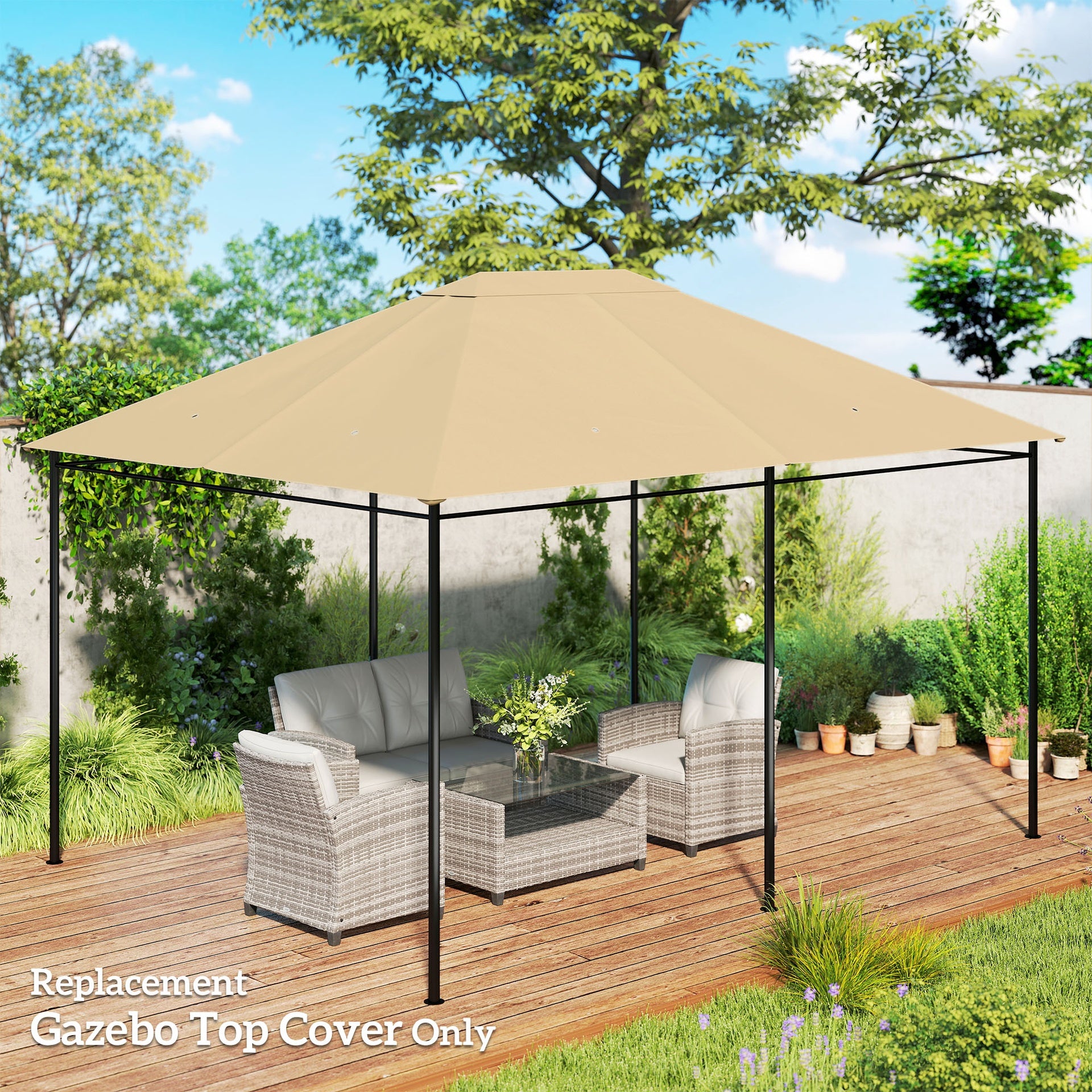 Outsunny 10' x 13' Gazebo Canopy Replacement Roof for 84C-116, Khaki
