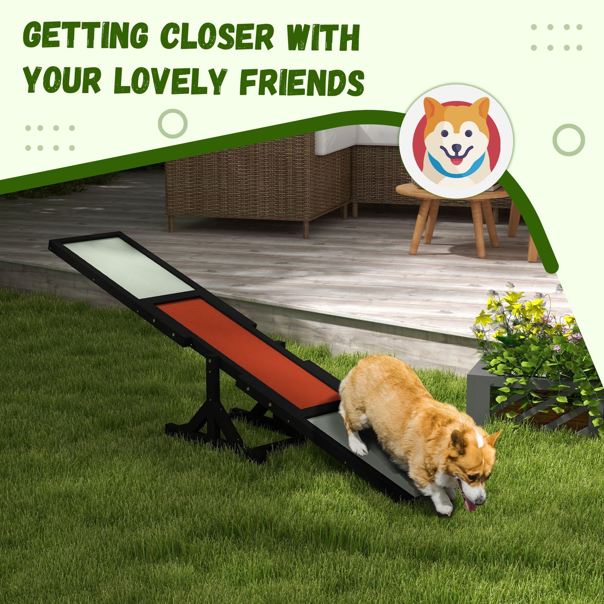 PawHut Wooden Dog Agility Seesaw for Training and Exercise, Black