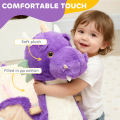 Qaba Baby Rocking Horse, Kids Ride On Dragon Toy with Realistic Dragon Roar and Safety Belt for Kids 18–36 Months, Purple