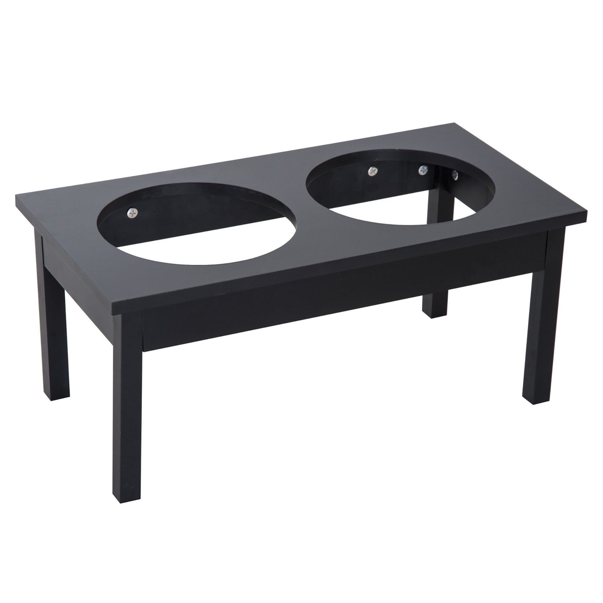 PawHut 23" Wooden Heavy Duty Dog Food Bowls Pet Elevated Feeding Station -Black