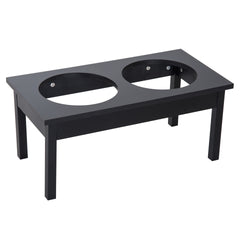 PawHut 23" Wooden Heavy Duty Dog Food Bowls Pet Elevated Feeding Station -Black