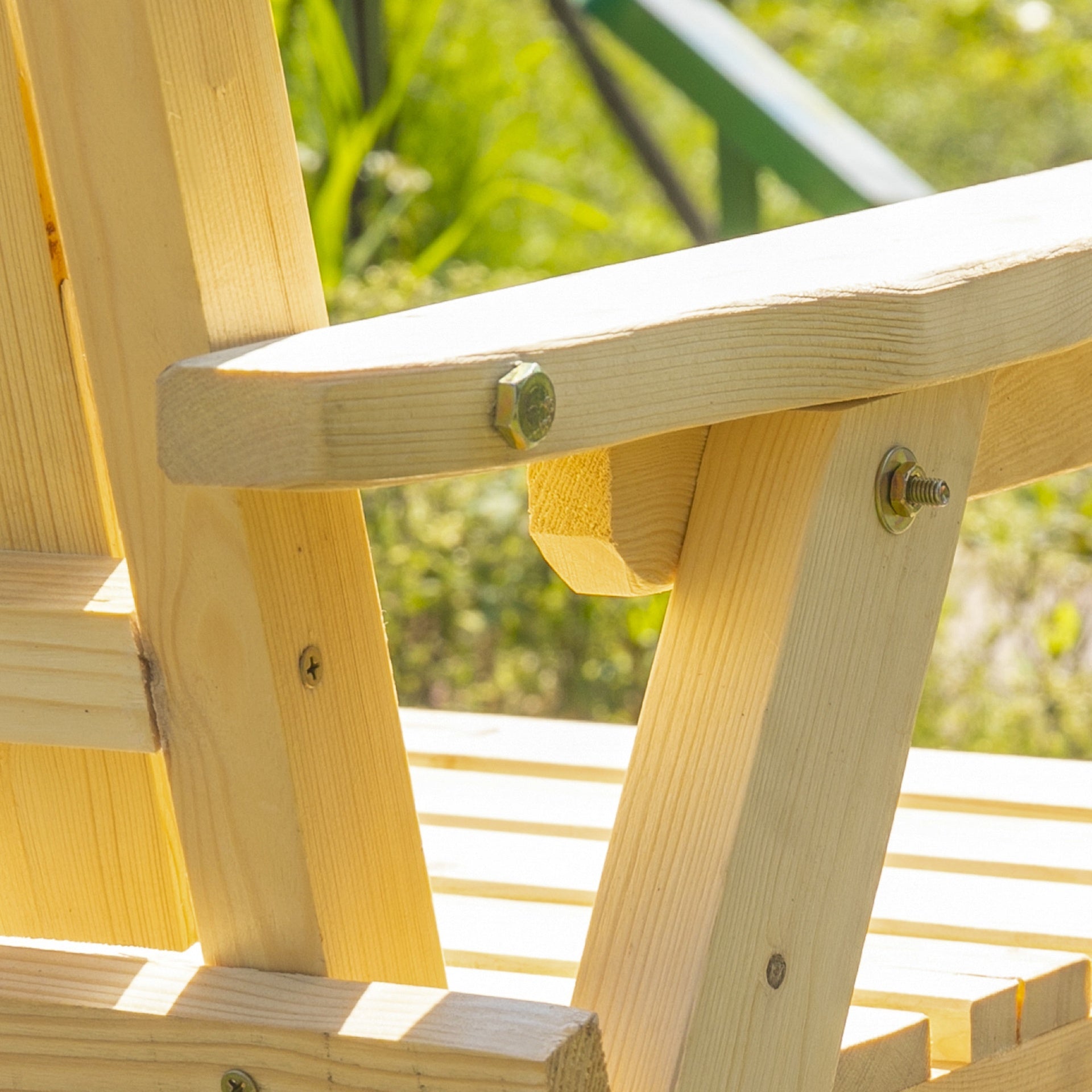 Outsunny Patio Bench, Garden Bench with Middle Table and Umbrella Hole, Wooden Outdoor Bench for Patio, Porch, Poolside, Balcony, Natural