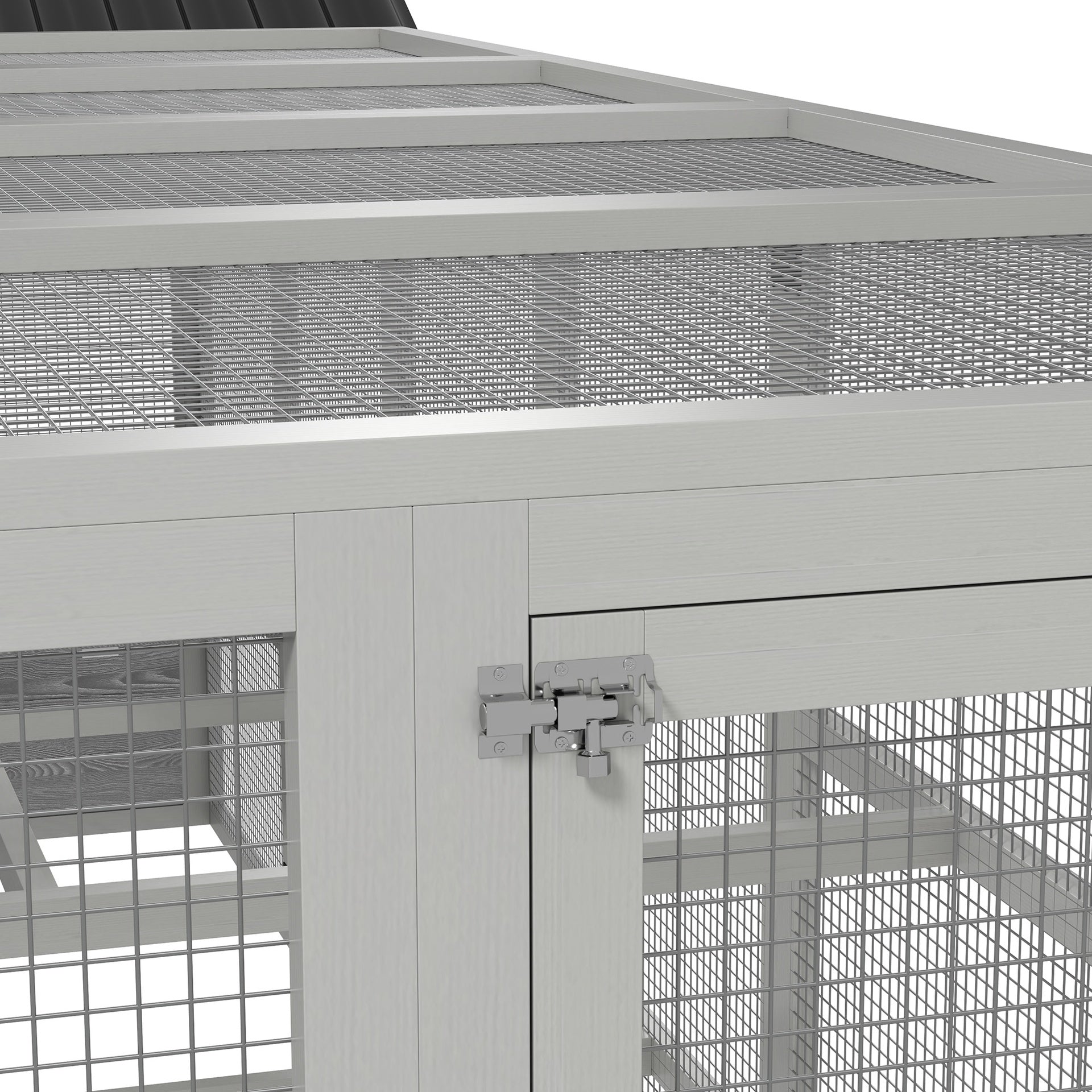 PawHut Wooden Chicken Coop Run for 6 - 10 Chickens, Hen House Add-On with Storage, Perches, 141.75" x 48" x 61", Gray