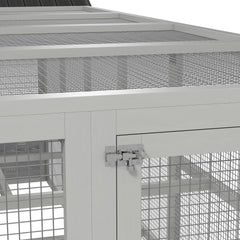 PawHut Wooden Chicken Coop Run for 6 - 10 Chickens, Hen House Add-On with Storage, Perches, 141.75" x 48" x 61", Gray
