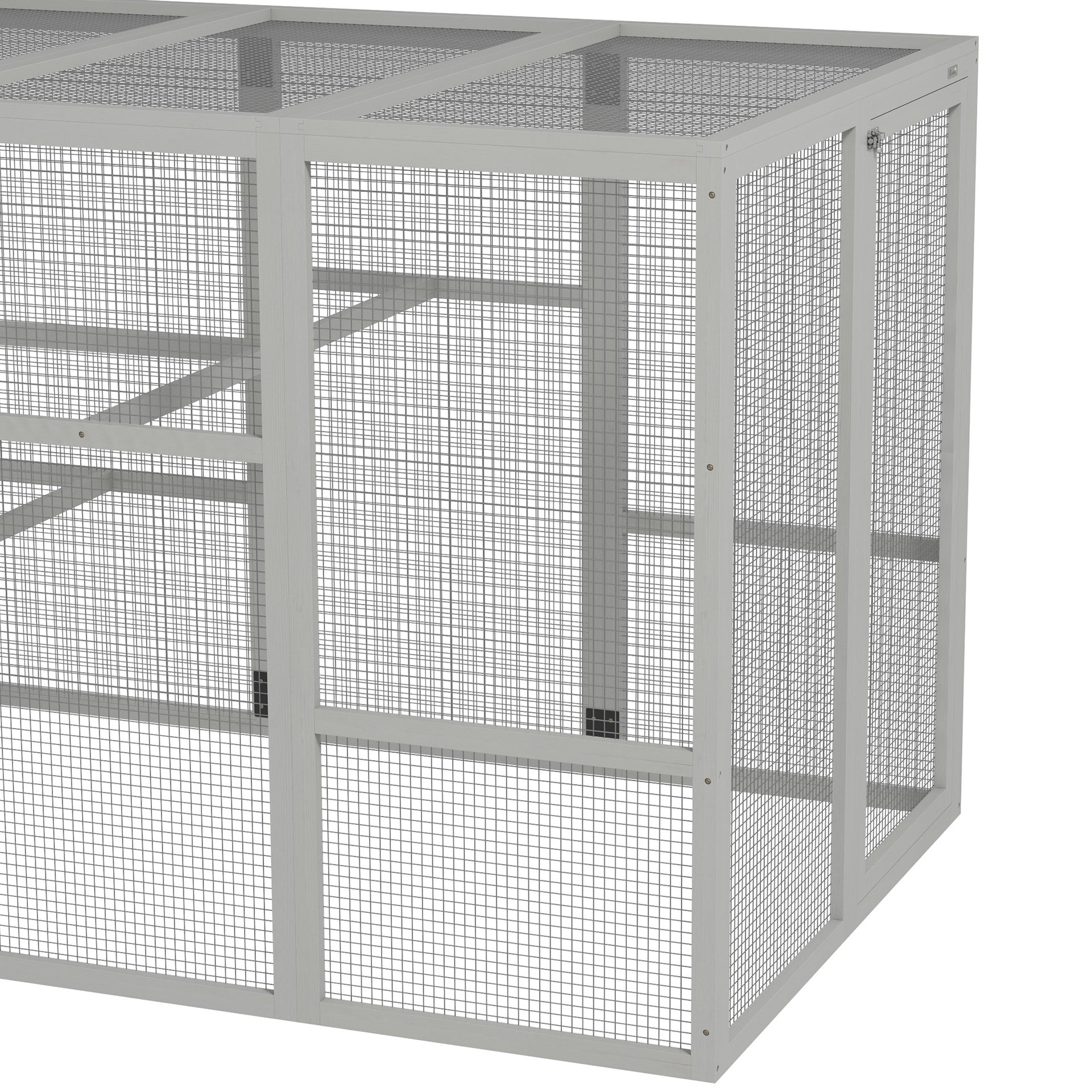 PawHut Wooden Chicken Coop Run for 6 - 10 Chickens, Hen House Add-On with Storage, Perches, 141.75" x 48" x 61", Gray
