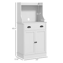 HOMCOM Kitchen Microwave Cabinet with Drawer, Cabinet and Adjustable Shelf, Buffet Cabinet with Hutch for Dining Room, White