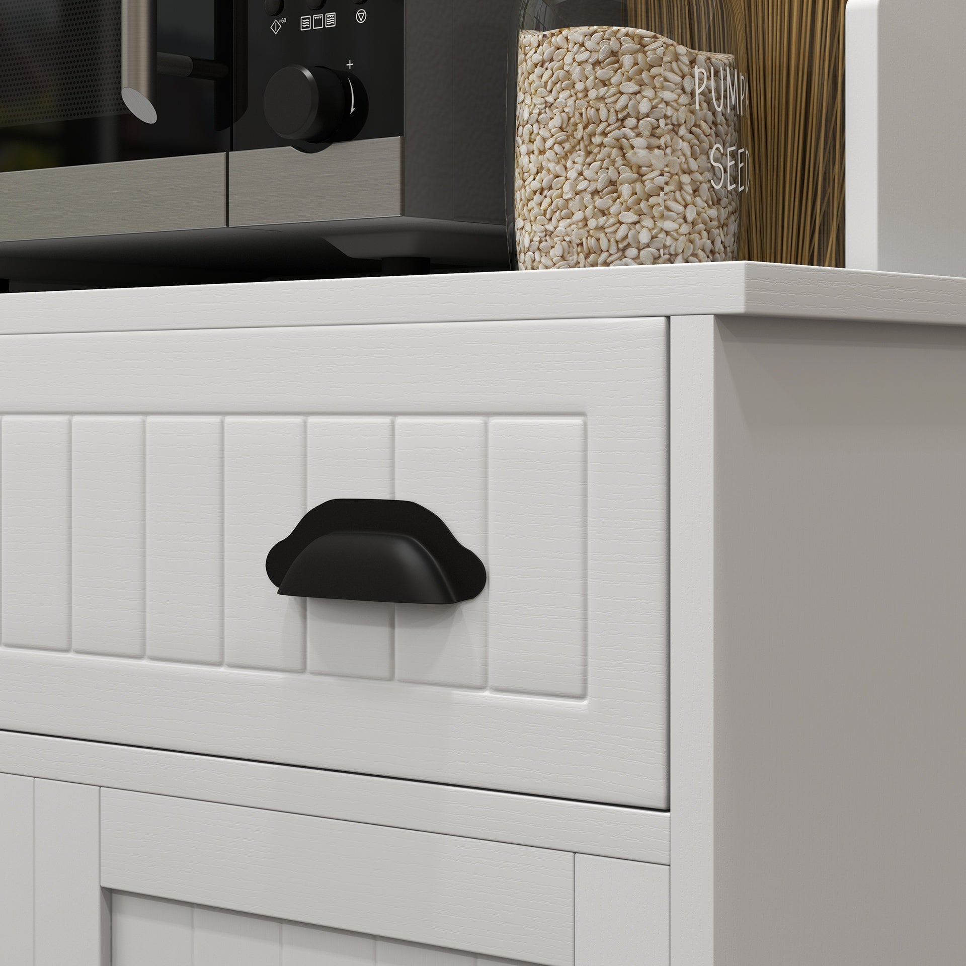 HOMCOM Kitchen Microwave Cabinet with Drawer, Cabinet and Adjustable Shelf, Buffet Cabinet with Hutch for Dining Room, White