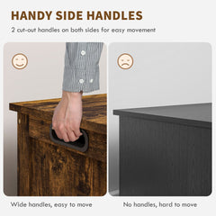 HOMCOM 39.4" Storage Trunk w/ 2 Safety Hinges, Wooden Storage Bench w/ Side Handles, Storage Chest for Playroom, Rustic Brown