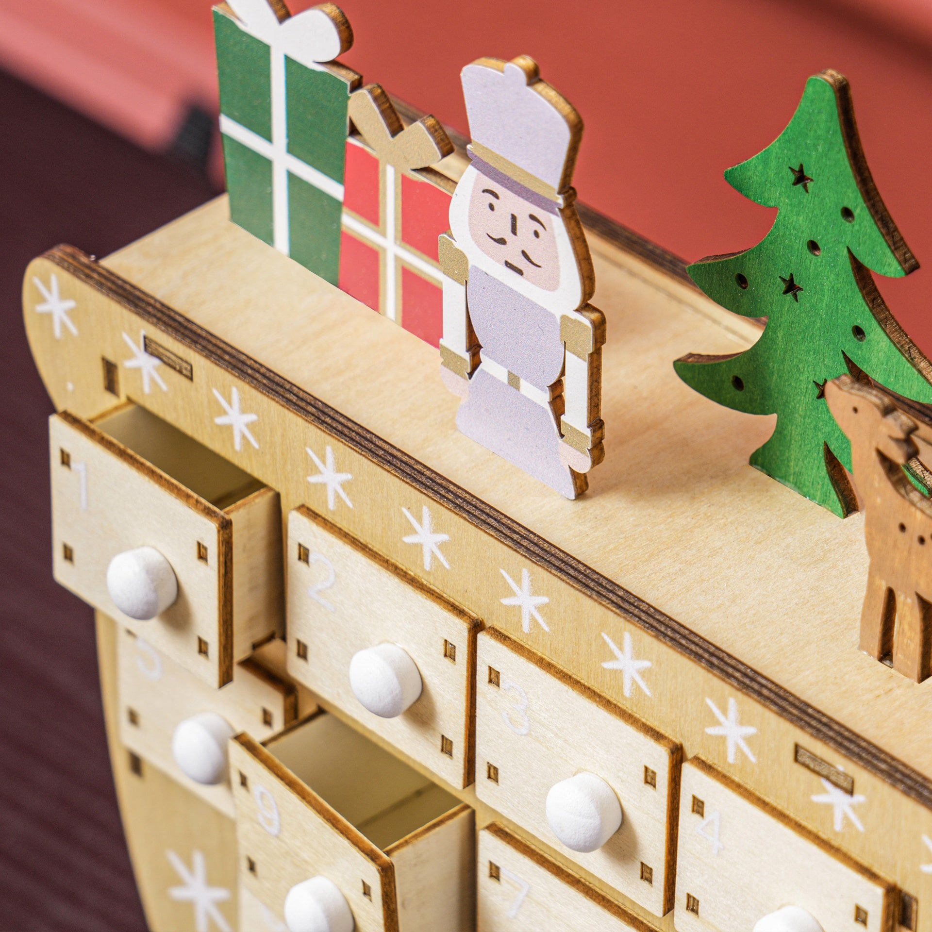 HOMCOM Wooden Christmas Advent Calendar with 24 Countdown Drawers, Reusable Holiday Decor Xmas Gift for Kids Adults, Natural