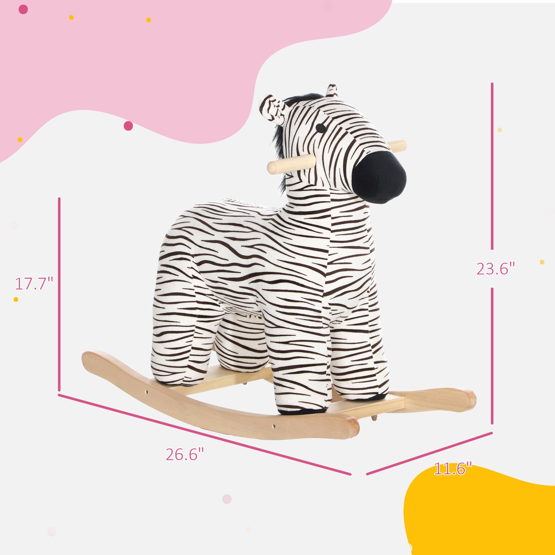 Qaba Zebra Shaped Kids Rocking Horse with Realistic Sound for 2-4 Years, Black