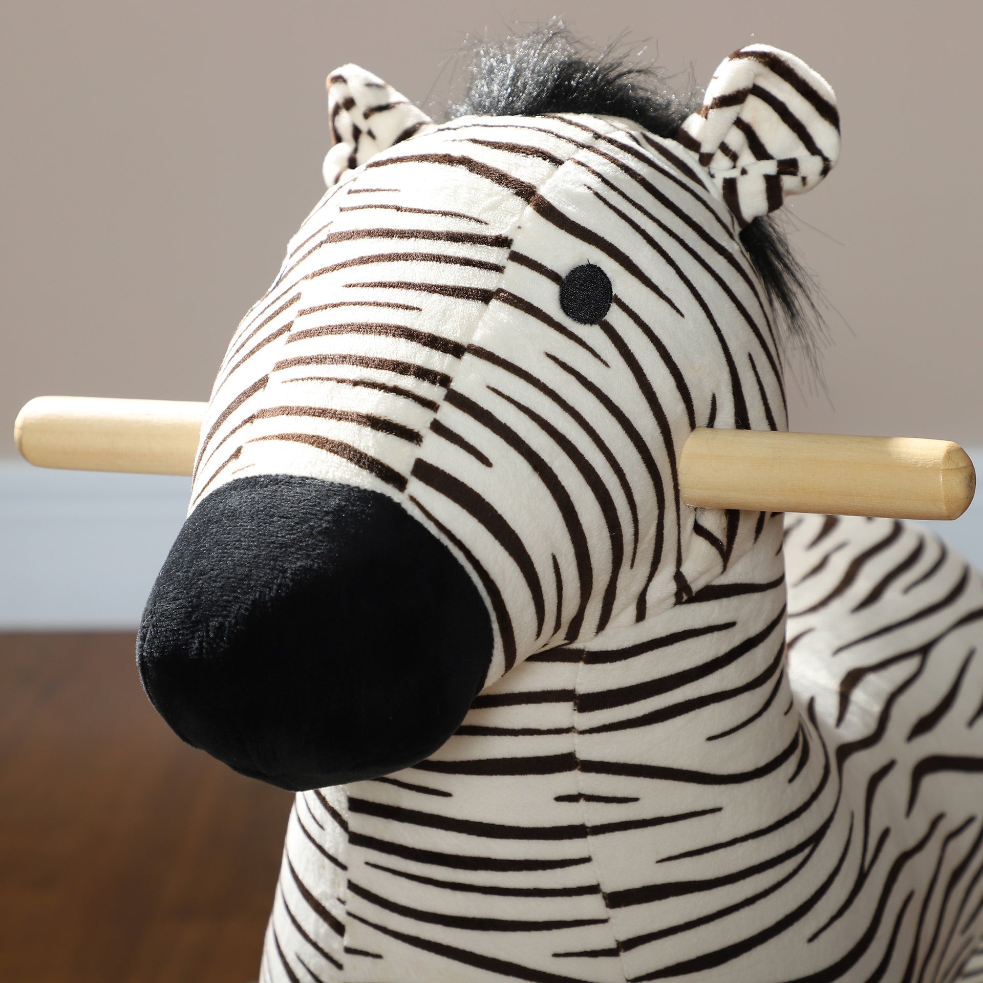 Qaba Zebra Shaped Kids Rocking Horse with Realistic Sound for 2-4 Years, Black