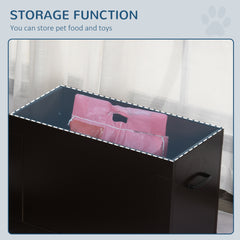 PawHut Raised Pet Feeding Storage Station with 2 Stainless Steel Bowls Base for Large Dogs and Other Large Pets, Coffee