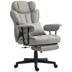 HOMCOM 400LBS Big and Tall Office Chair, Massage Office Chair with Footrest, Lumbar Support and Reclining Function, Gray