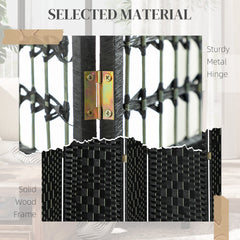 HOMCOM 8 Panel Folding Room Divider Portable Privacy Screen Wave Fiber Room Partition for Home Office Black