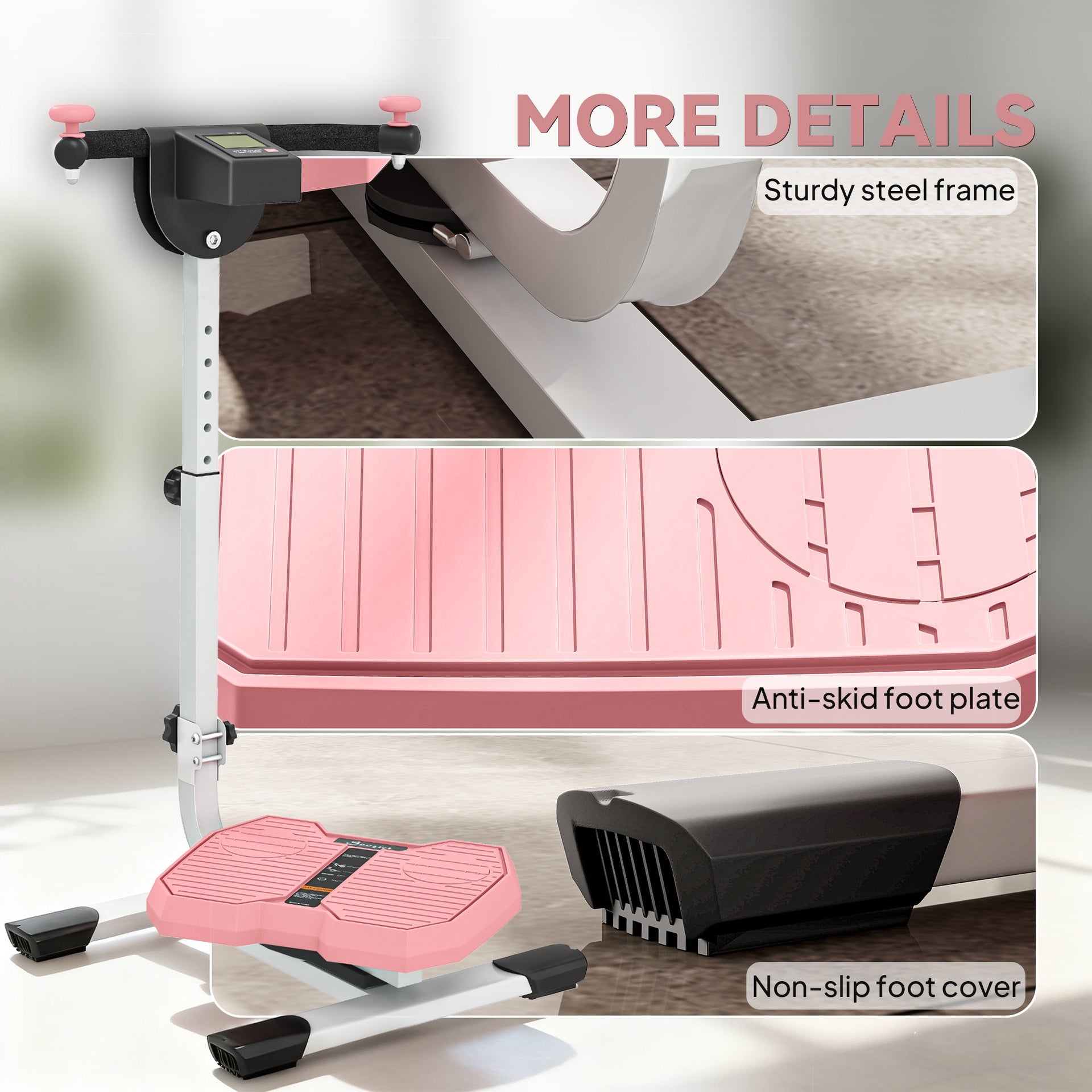 Soozier Foldable Ab Twister Board for Waist Trimming with LCD Display, Ab Workout Equipment for Women and Men, Pink