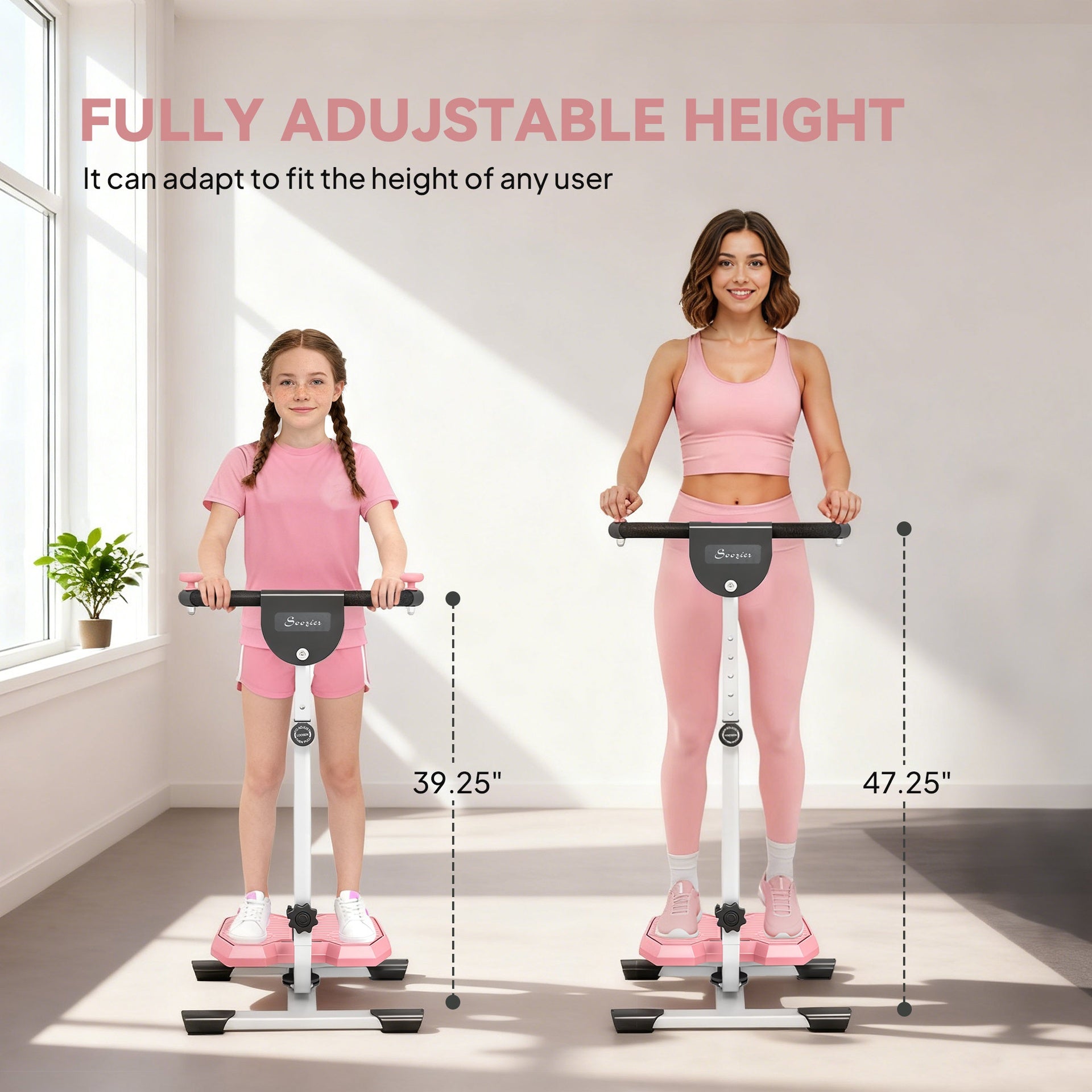 Soozier Foldable Ab Twister Board for Waist Trimming with LCD Display, Ab Workout Equipment for Women and Men, Pink