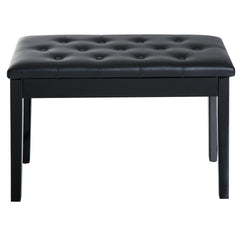 HOMCOM Piano Bench, Duet Piano Chair with Faux Leather Padded Cushion and Wooden Frame, Button Tufted Keyboard Bench, Black