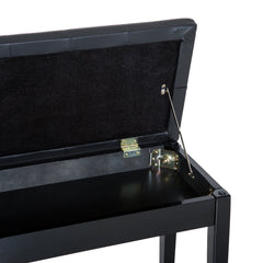 HOMCOM Piano Bench, Duet Piano Chair with Faux Leather Padded Cushion and Wooden Frame, Button Tufted Keyboard Bench, Black