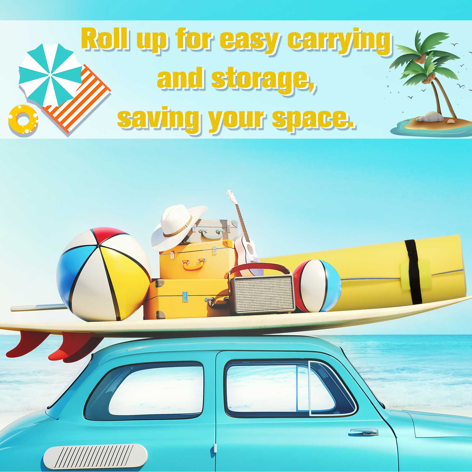 HOMCOM Floating Water Mat Float Pad Used in Lake Pool Water Beach Sea Ocean Yellow