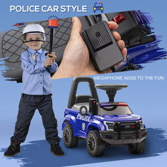 Aosom Kids Push Ride On Car with Working PA System and Horn, Police Truck Style  Foot-to-Floor Sliding Car for Boys and Girls with Under-Seat Storage, for 18 Months to 5 Years Old, Blue