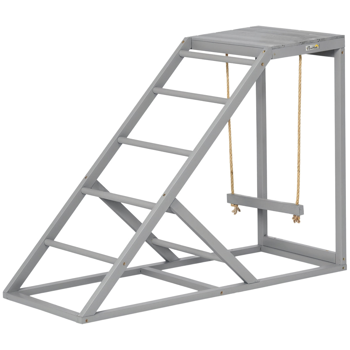PawHut Chicken Activity Play for Healthy & Happy Animals, Swing Set with Chicken Perches & Hen Ladder, Chicken Coop Toy, Gray