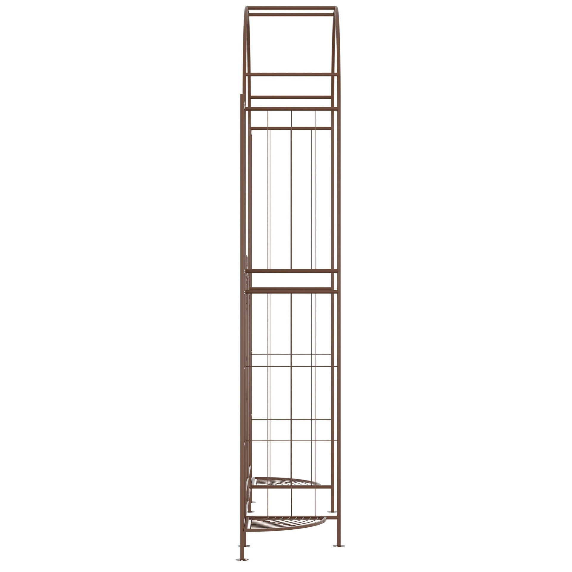 Outsunny 7' Metal Garden Arbor, Garden Arch with Gate, Fleur De Lis Motif, Latching Doors, Planter Shelves for Climbing Vines, Ceremony, Weddings, Party, Garden, Backyard, Lawn, Brown