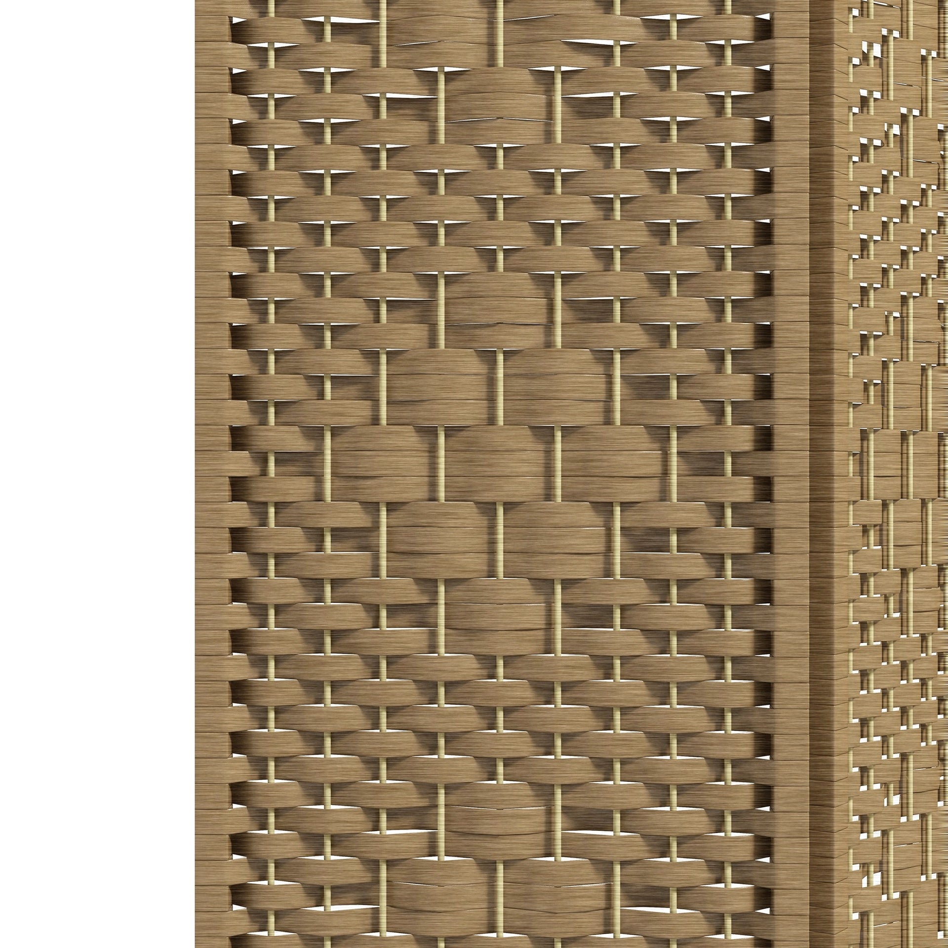 HOMCOM 4 Panel Folding Room Divider Portable Privacy Screen Wave Fiber Room Partition for Home Office Natural