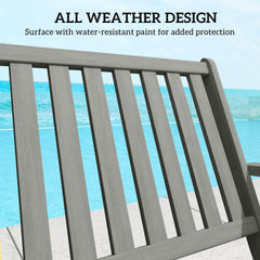 Outsunny 2-Person Foldable Wood Outdoor Bench with Backrest and Armrests for Garden, Porch, Park, Balcony, Gray